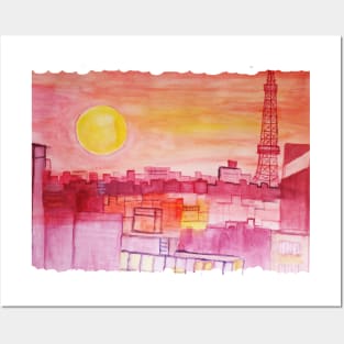 Pink Cityscape Posters and Art